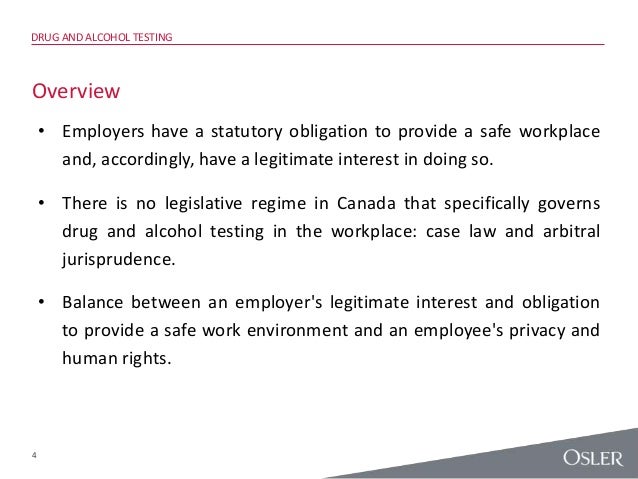 Drug and alcohol testing of employees and privacy rights